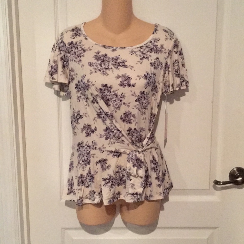 NWT Candies Floral Side Tie Wrap Shirt